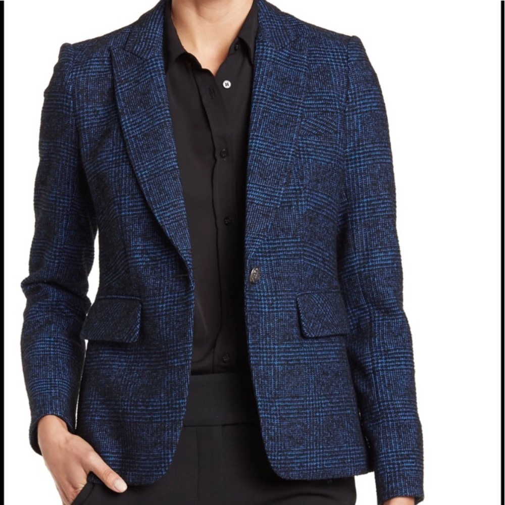 VERONICA BEARD Glen Plaid One Button Peak Lapel Dickey Blazer Size 0 NWT.